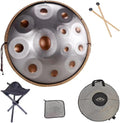 440HZ Steel Drum in 22Inch D Minor 12 Notes Hand Pan Drum Percussion Musical instrument with Soft Hand Pan Bag (12 Notes Gold-Eye Handpan)