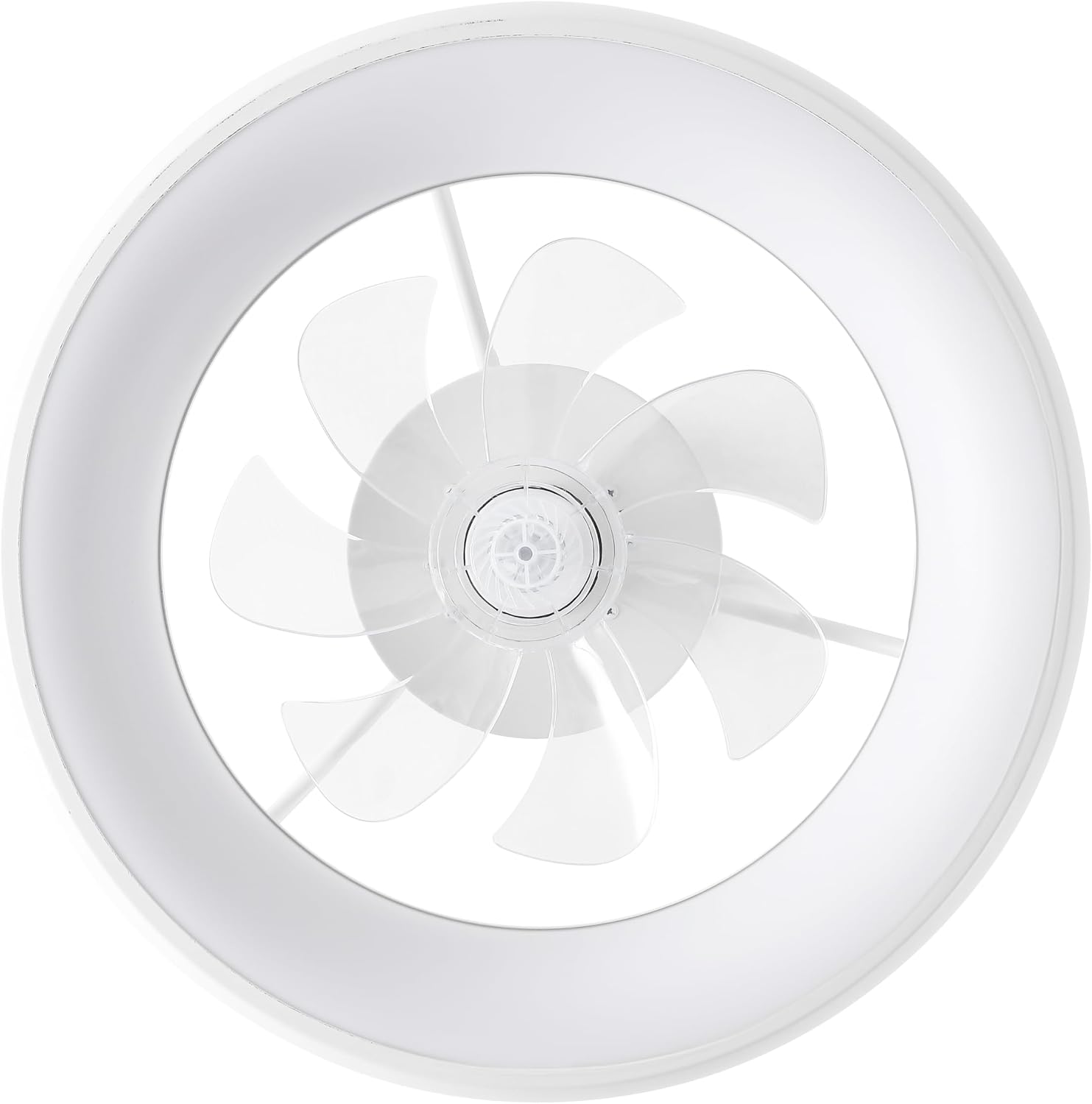 Oval AIR Loren 20' Small Smart Ceiling Fan with Light, Semi Flush Mount, Quiet 6-Speed Reversible Motor, Dimmable LED, Adjustable CCT, App & Remote Control, Minimalist, White AIR8002D