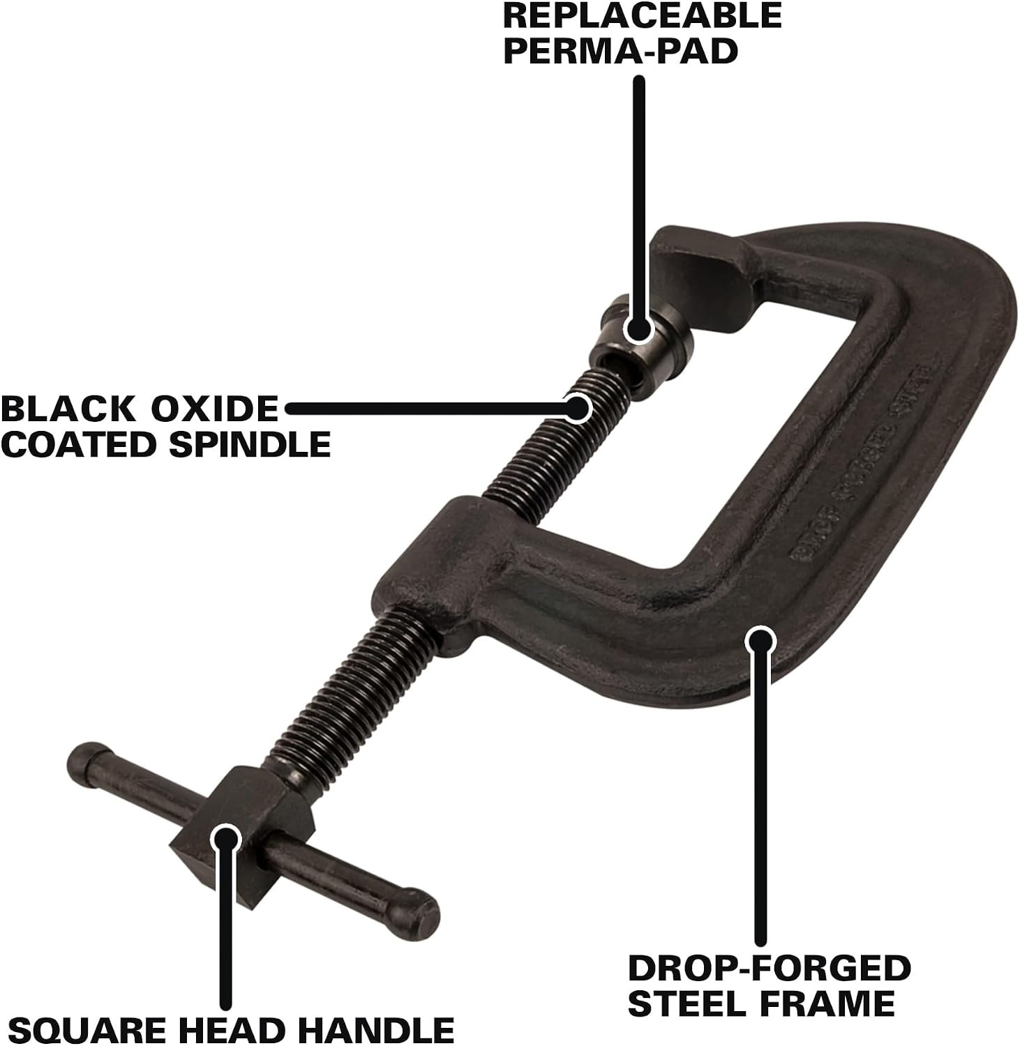 Wilton Brute Force C-Clamp, 3-3/4' Opening, 2-3/8' Throat, 10000 Lbs. Clamping Force (Model 104)