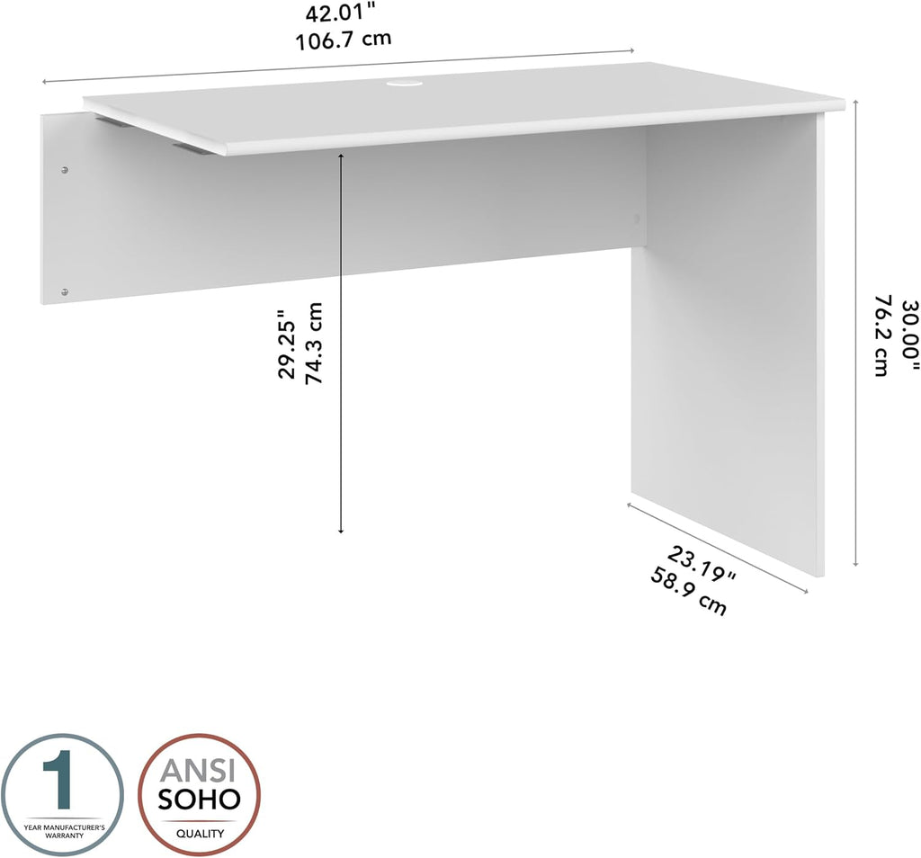 Bush Home Cabot 42W Shell Desk Return in White