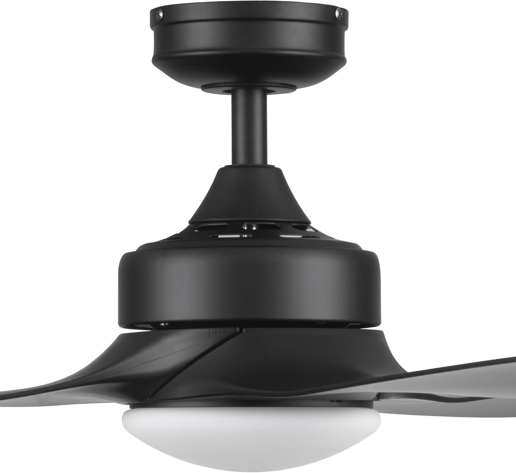 Honeywell Ceiling Fans Lynton, 52 Inch Indoor Outdoor Ceiling Fan with Color Changing LED Light, Remote Control, Matte Black High Performance Blades, Reversible Airflow - 51854-01 (Black)