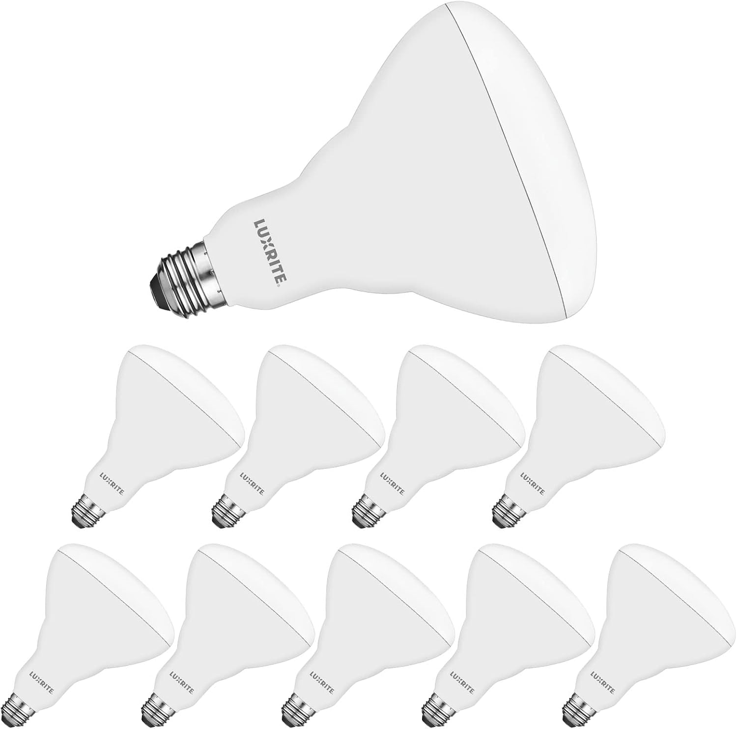 Luxrite BR40 LED Light Bulbs, 85W Equivalent, 3500K Natural White, Dimmable, 1100 Lumen, LED Flood Light Bulb, 13W, E26 Medium Base, Indoor/Outdoor - Perfect for Office and Recessed Lighting (10 Pack)
