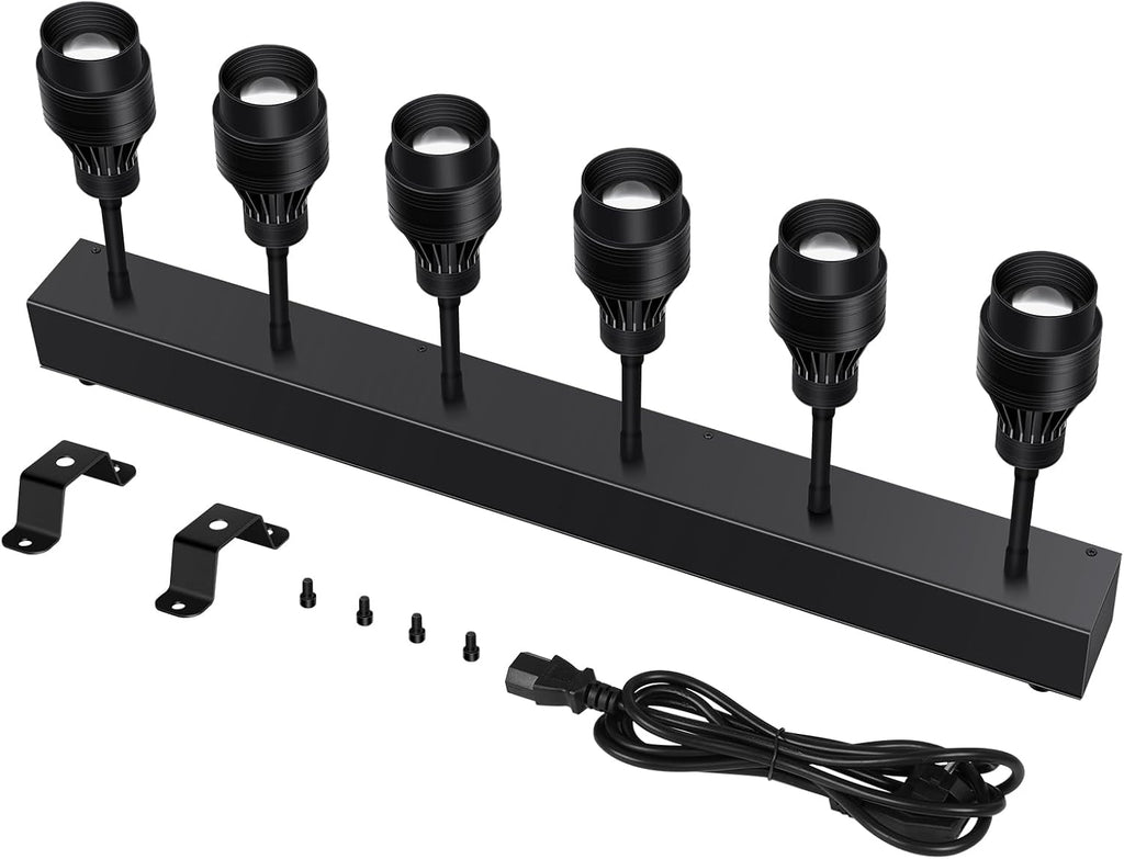 Pinspot Light Bar,6PC LED Pinspot Stage Lights Disco Ball Manual Zoom(15-60 Degree) 3200K Dimmable Warm White DMX Sound Activated Lights for Party Activities Live Show Concert Church Wedding
