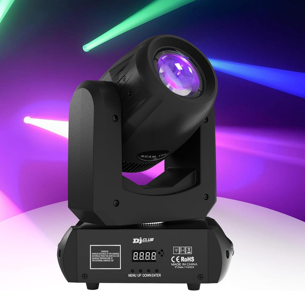 100W LED Moving Head Lights Beam 14Gobos 11Colors 8 Face Roto Prism Super Bright Dj Disco Light Spotlight Stage Light for Wedding Party Church Live Show Club (1 Pack)