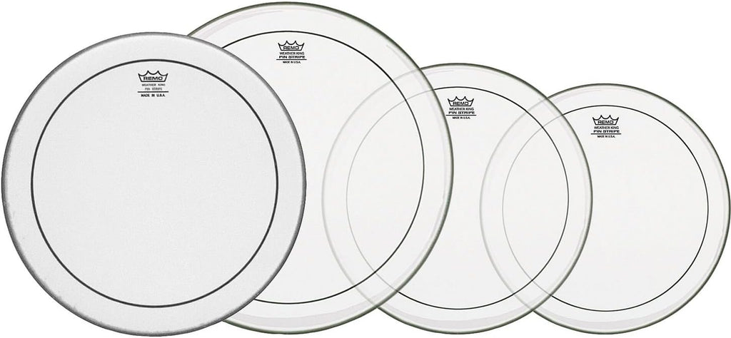Remo 4-Piece Clear Pinstripe Standard Pro Pack with Free 14 in. Coated Ambassador Snare Drum Head