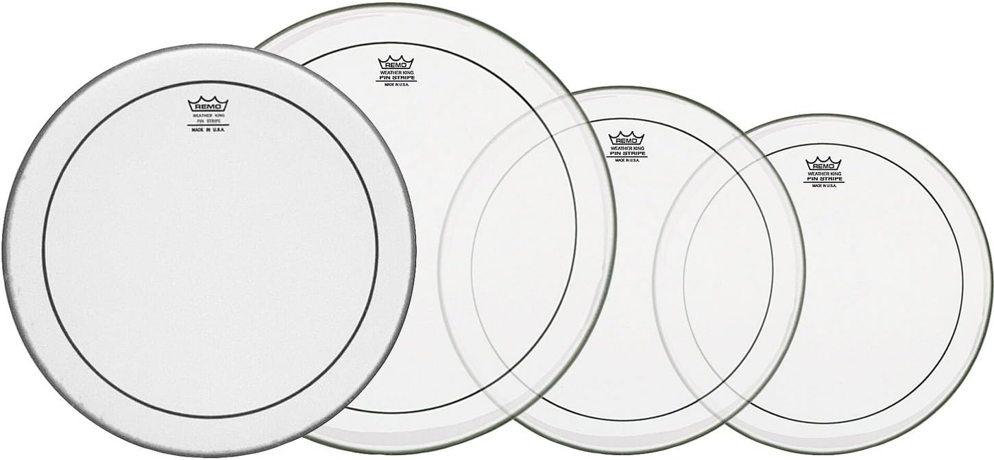 Remo 4-Piece Clear Pinstripe Standard Pro Pack with Free 14 in. Coated Ambassador Snare Drum Head