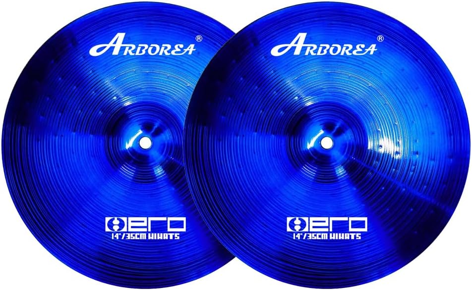 Arborea Cymbal Pack for Drum 7 pcs Blue Hero Series Include 14'Hihats 16'Crash 20'Ride Bonus 10' Splash 16'Ozone Stacker 18' China Cymbal Free Cymbal Bag