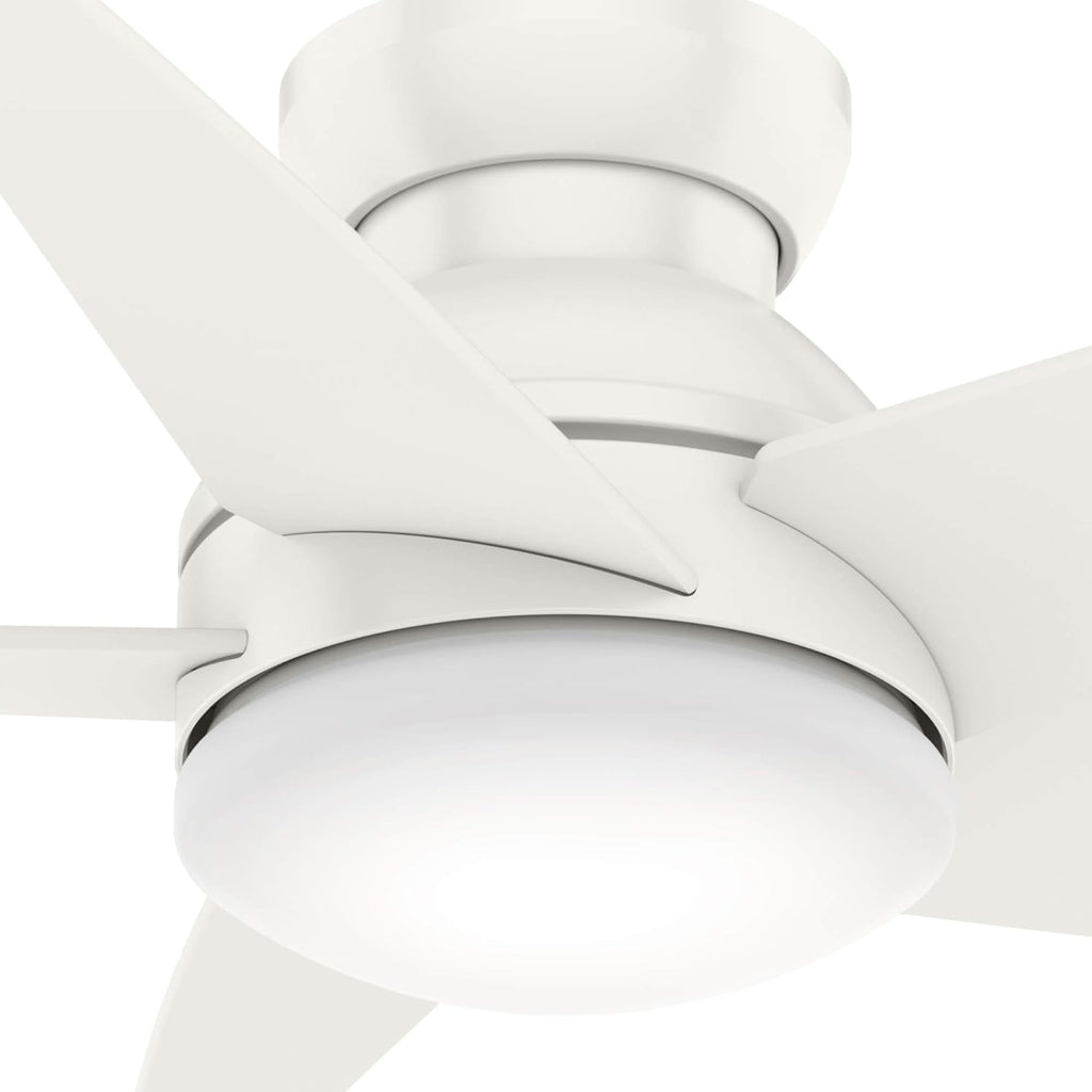 Casablanca 44 inch Indoor Ceiling Fan with LED Light - Low Profile Flush Mount, White Ceiling Fan for Bedroom, Living Room, or Kitchen, Wall Control, 5 Blades - Isotope 59350, Fresh White