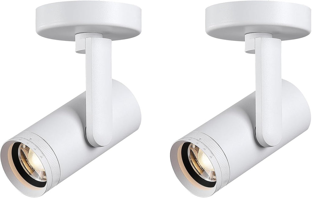 12W LED Dimmable Zoomable Ceiling Spotlight Indoor – Adjustable Surface Mount Accent Light for Corridor, Living Room, Plants & Artwork | Warm White 3000K CRI 97, Flicker-Free, White 2 Packs