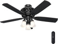 Hunter Fan 54 inch Traditional Glossy Black Indoor Ceiling Fan with LED Light and Remote Control (Renewed)
