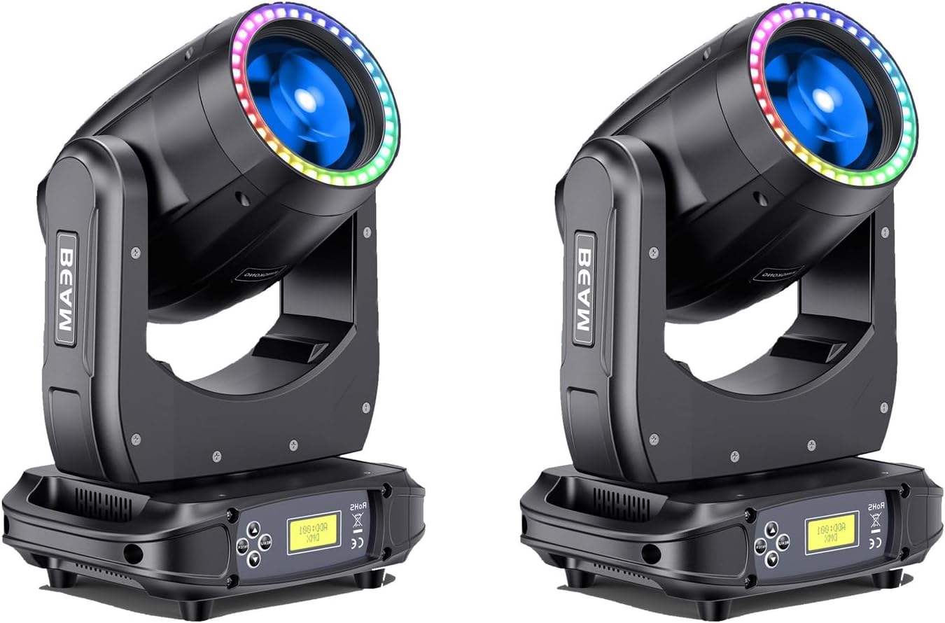 2Pcs 150W Moving Head Lights DJ Lights Spotlights 15 Gobos 13 Colors 16 Channels DMX 512 with Sound Activated for Stage Lighting Wedding Party