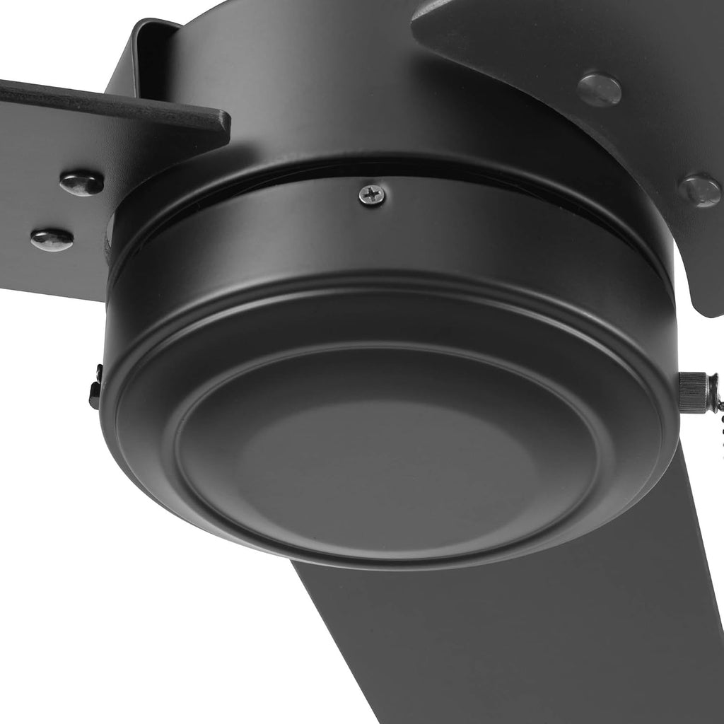 Prominence Home Tenant, 52 Inch Contemporary Indoor Outdoor LED Ceiling Fan, No Light, Pull Chain, Dual Mounting Options, 3 Dual Finish Blades, Reversible Airflow - 51866-01 (Matte Black)