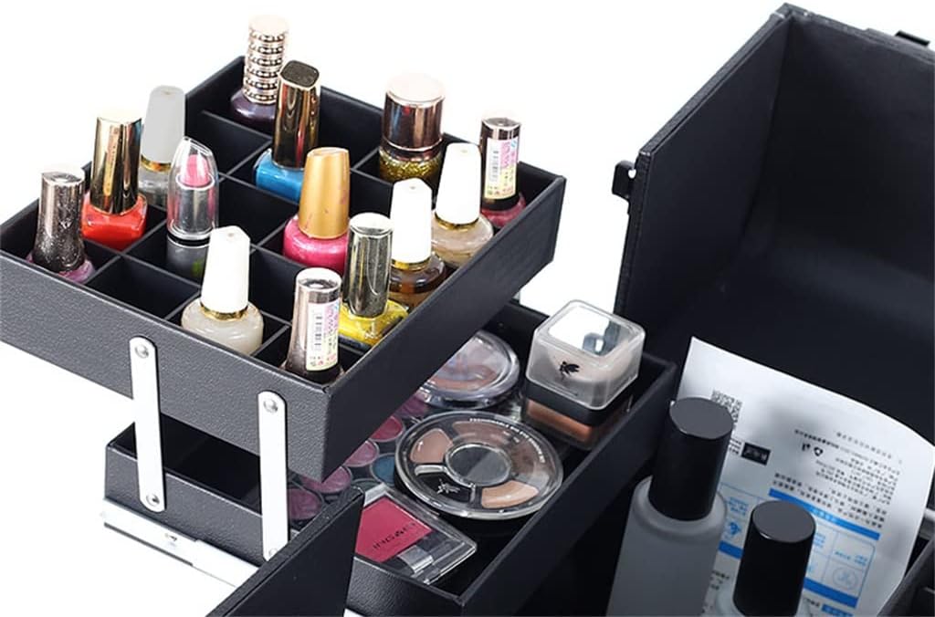 Ladies Makeup Suitcase With Wheels Large-capacity Storage Toolbox Professional Manicure Travel Trolley Case(D)