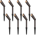 Malibu Landscape Spotlights 8PK Kit 20W Flood Lights 12V Low Voltage Outdoor Yard Lights 176 Lumen 3000K Warm White Metal Landscape Lighting with Halogen Replacement Bulb Connectors and Stakes