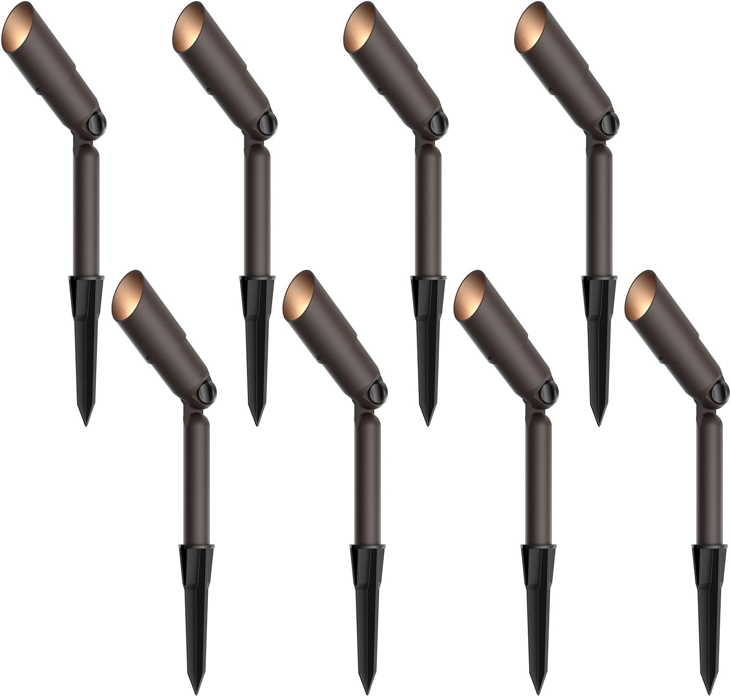 Malibu Landscape Spotlights 8PK Kit 20W Flood Lights 12V Low Voltage Outdoor Yard Lights 176 Lumen 3000K Warm White Metal Landscape Lighting with Halogen Replacement Bulb Connectors and Stakes