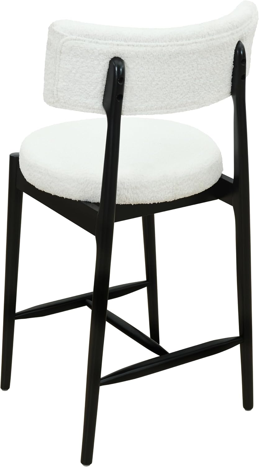 Christopher Knight Home Ebany 25.50' H Barstools Set of 2, Upholstered Counter Stool, Comfy Backrest Kitchen Stool, Rubberwood Frame Stool Chair, Bistro Chair for Kitchen Dining Room, Beige+Black