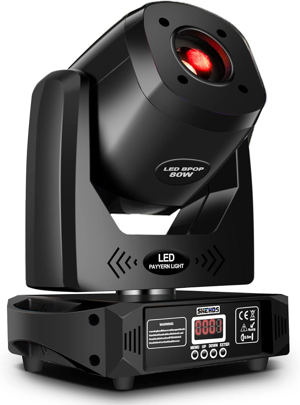 SHEHDS Moving Head Light LED 80W Spotlights with 8 Colors 8 Gobos DJ Lights 3-Facet Rotatable Prism Electronic Focus Sound Activated DMX Control Stage Light for Holiday Disco Club Party Wedding