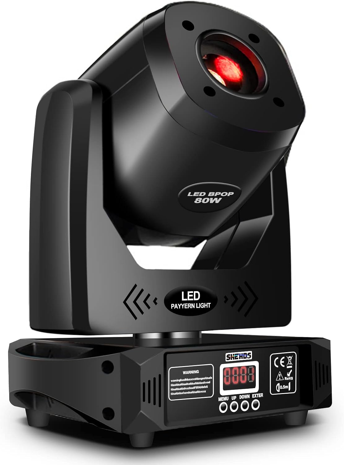 SHEHDS Moving Head Light LED 80W Spotlights with 8 Colors 8 Gobos DJ Lights 3-Facet Rotatable Prism Electronic Focus Sound Activated DMX Control Stage Light for Holiday Disco Club Party Wedding