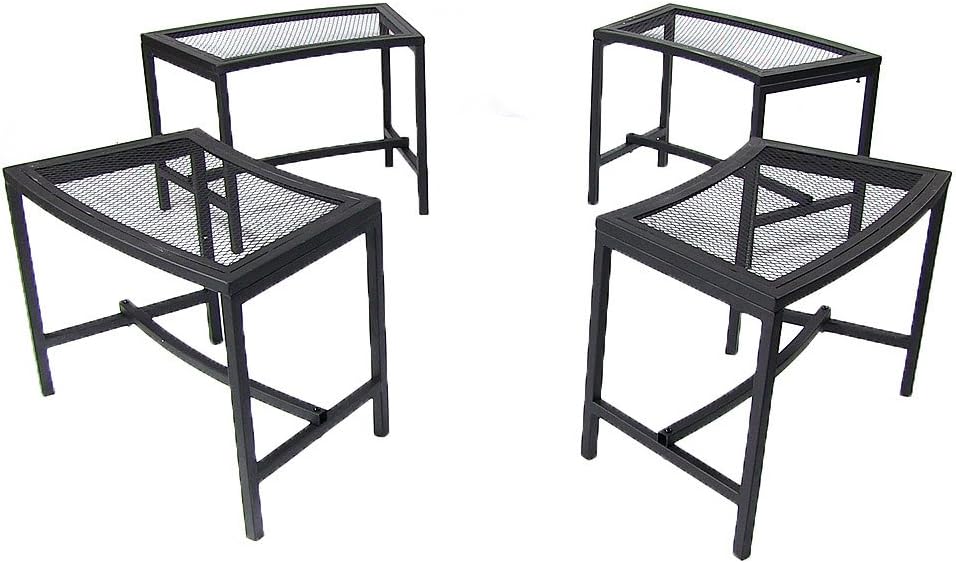 Sunnydaze Mesh Outdoor Curved Bench - Metal Patio Bench Set - Heavy-Duty Outdoor Seats for Backyard or Fire Pit - Black - Set of 4