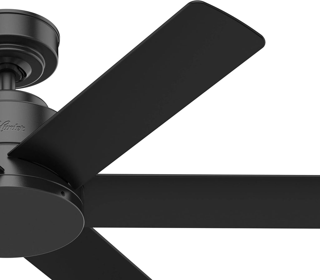 Hunter 44 inch Outdoor or Indoor Ceiling Fan No Light - Black Ceiling Fan without Light, For Patio, Porch, Garage, or Living Room, Standard Mount, 6 Blades, Wall Control - Kennicott 59613, Matte Black