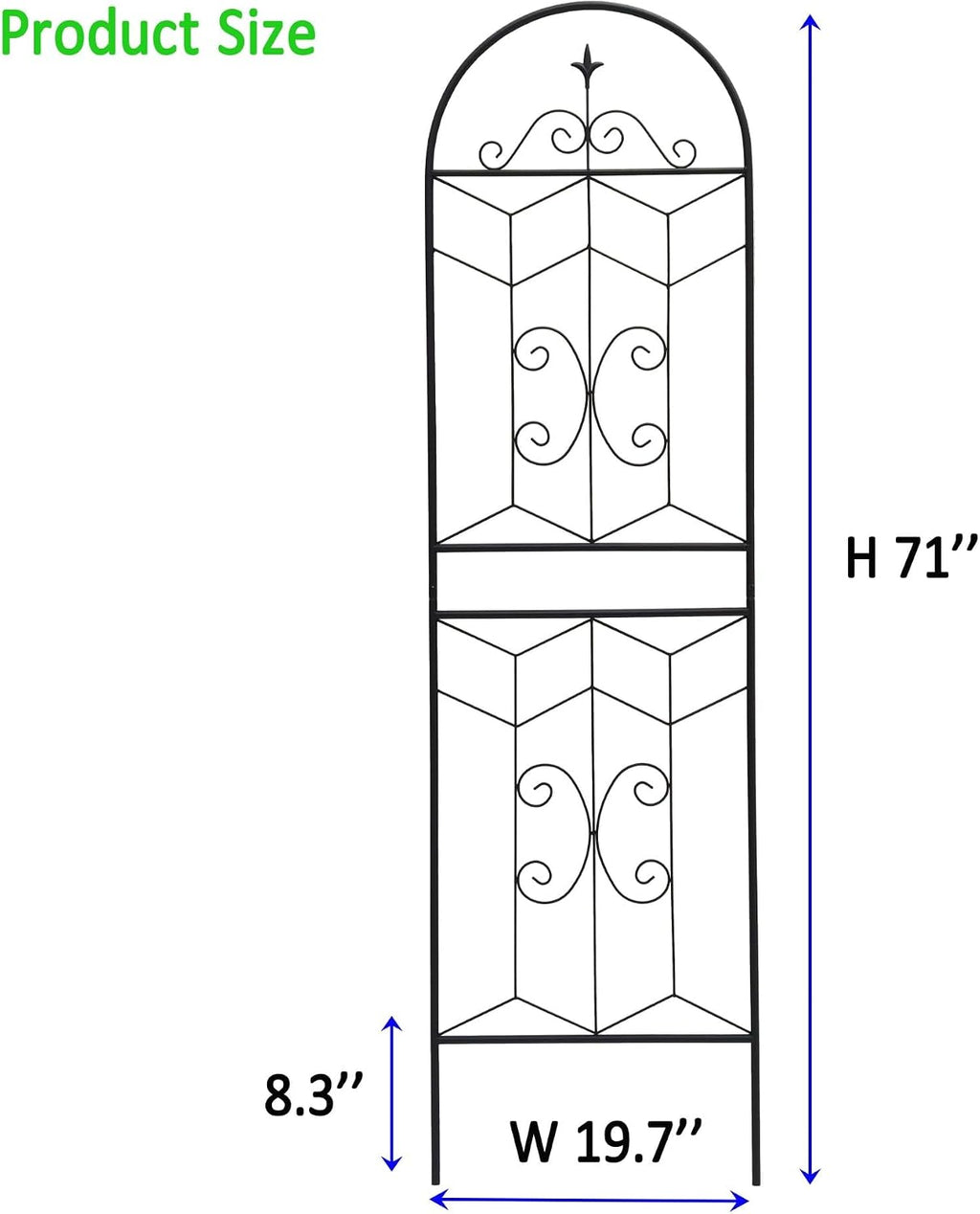71-Inch Tall Rust-Resistant Metal Plant Support Trellis Panel Set for Outdoor Climbing Vegetables Flowers Vine Gardens