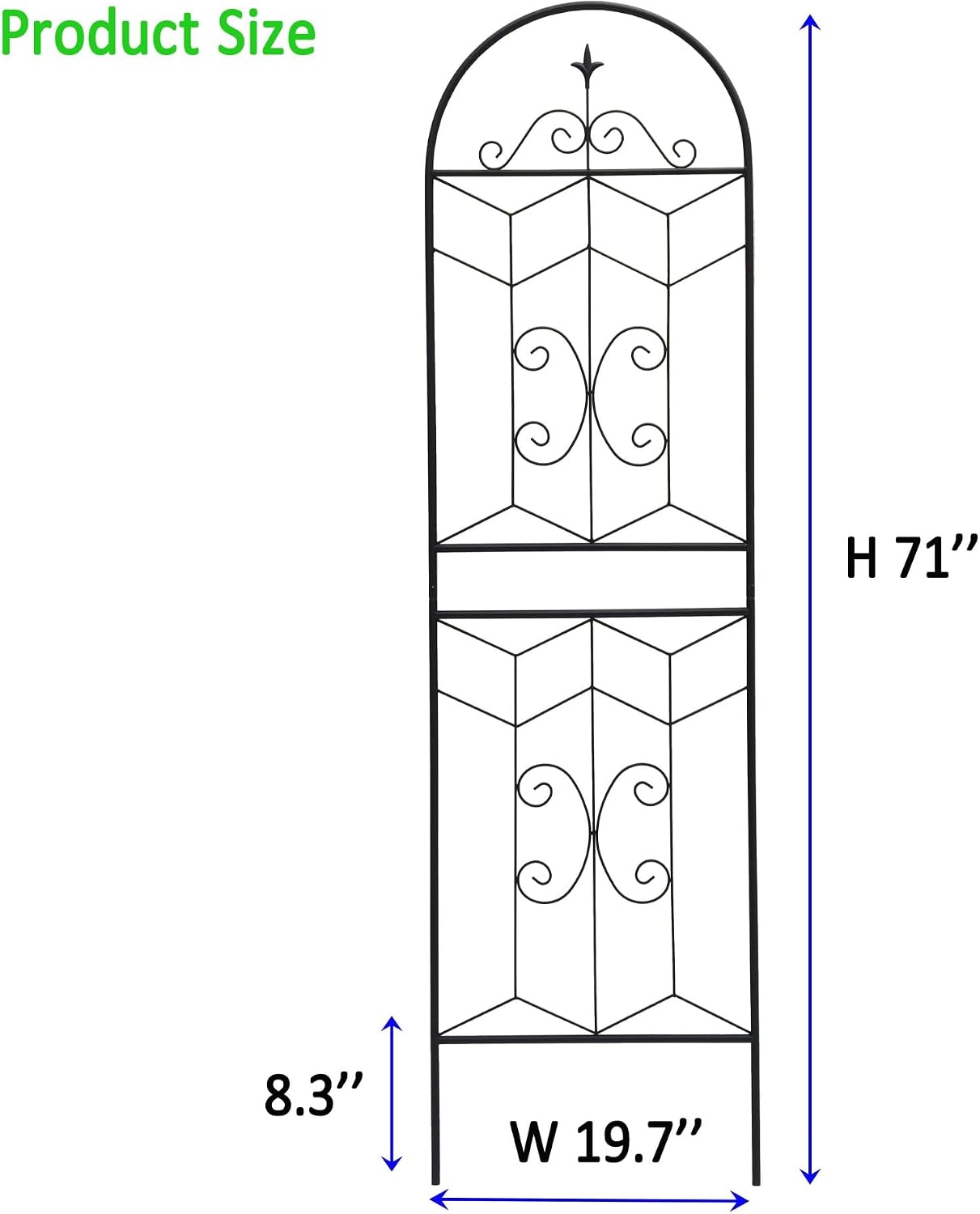 71-Inch Tall Rust-Resistant Metal Plant Support Trellis Panel Set for Outdoor Climbing Vegetables Flowers Vine Gardens