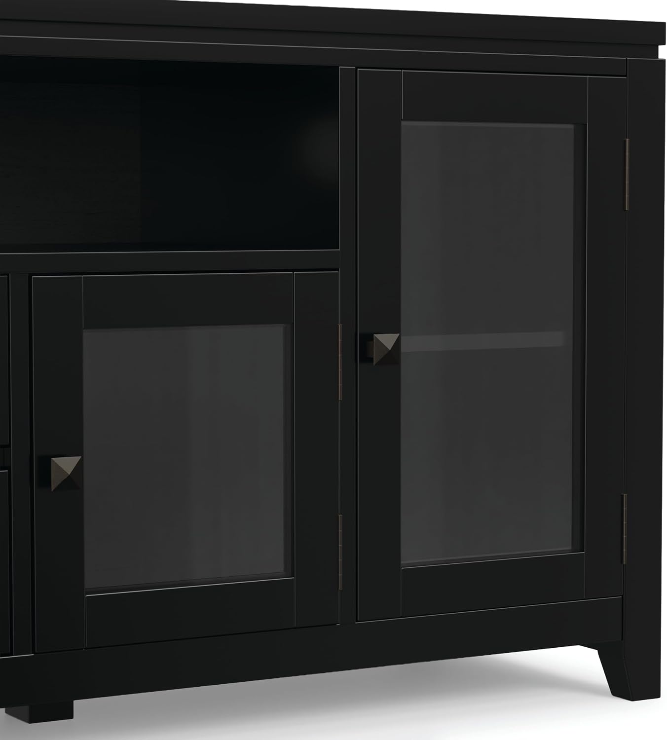 SIMPLIHOME Cosmopolitan TV Stand - 72 inch Wide Solid Wood Media Console in Black, Contemporary Entertainment Center for Living Room for TVs up to 80 Inches with Drawers and Cable Management