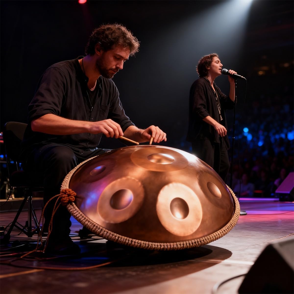 Handpan Drums for Adults Steel Handpan D Minor Kurd 22 Inches 9/10/12 Notes 440hz 432hz Harmonic Percussion Instrument for Sound Healing, Personal Meditation, Yoga(Gold,440HZ/12Note)