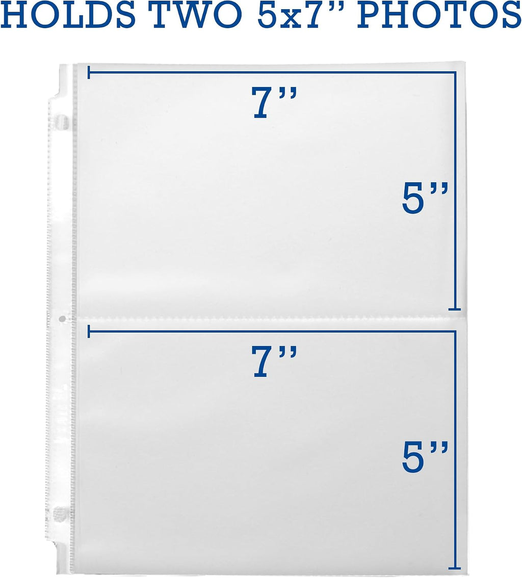 Samsill 5x7 Photo Album Refills, 100 Pictures, 3-Ring Binder Sleeve Inserts, 2 Pocket Photo Page for 5x7 Photographs, Postcards, Recipe Cards, 400 Pictures Total (Pack of 1000)