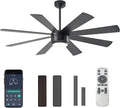SHOWDI Black Ceiling Fans with Lights and Remote, Quick Installation, 60 in | 2 Blade Color, Metal Material, App Remote Control, Timer, Reversible, 3CCT, Dimmable for Bedroom, Living room, Indoor