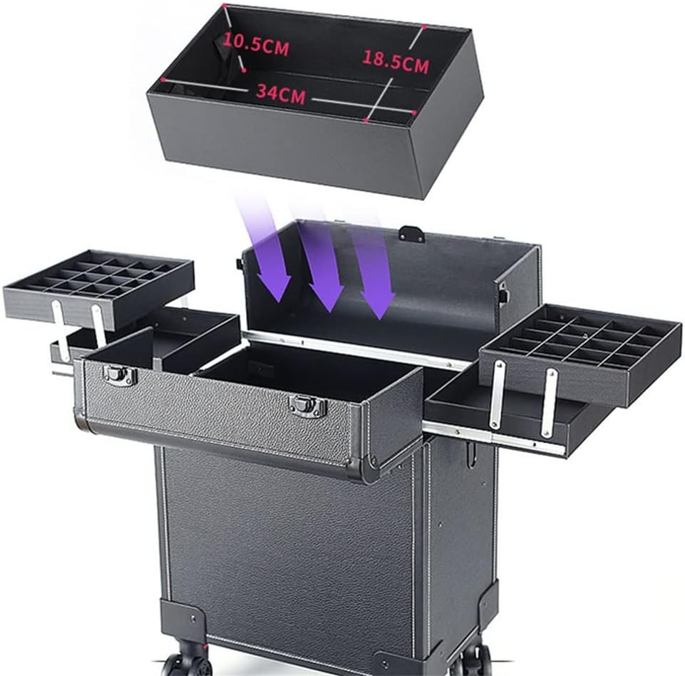 Ladies Makeup Suitcase With Wheels Large-capacity Storage Toolbox Professional Manicure Travel Trolley Case(D)