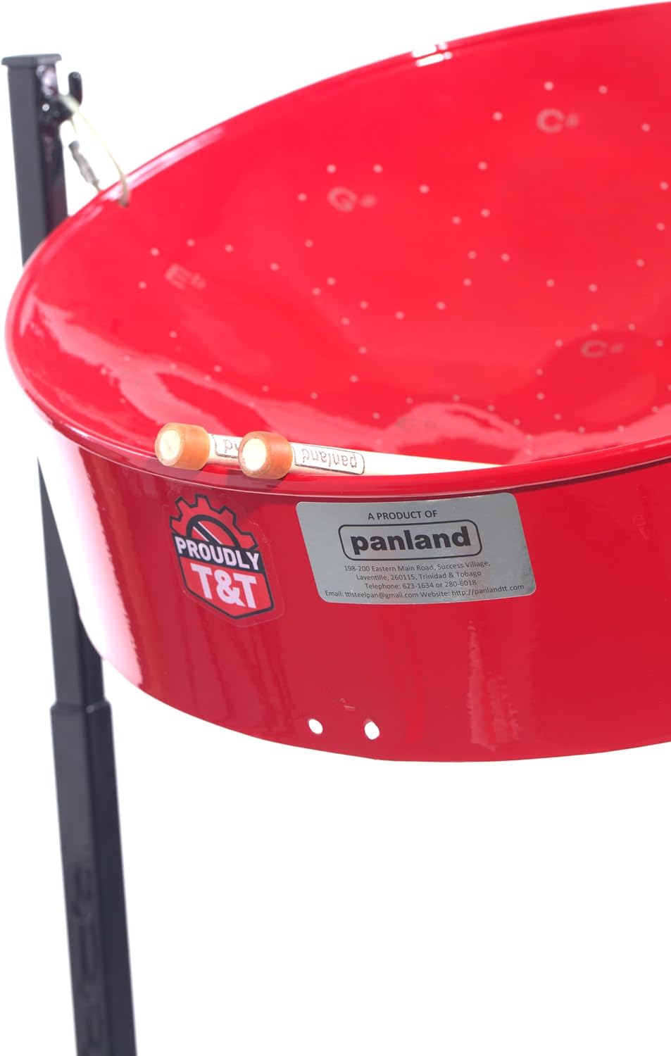 Panland Mini Tenor Steelpan (Steel Drum) Authenthic Intermediate Step to Full Tenor Pan (17 Notes - Chromatic Scale (C5–E6) - RED