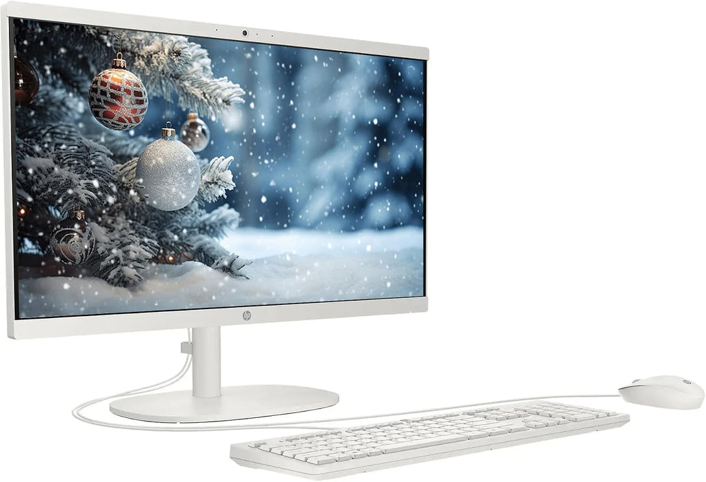 HP 21.5' FHD All-in-One Desktop Computer, 16GB RAM 128GB UFS, Quad-Core Intel N100, Windows 11, PLUSERA 8-in-1 Hub, Keyboard & Mouse Included, Cashmere White