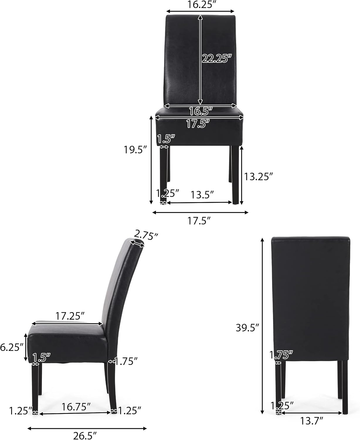 Christopher Knight Home Pollards Upholstered Dining Chairs - Faux Leather - Midnight Black/Espresso (Set of 2)