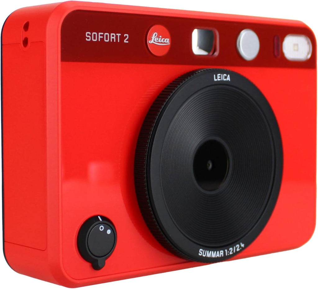 Leica Sofort 2 Hybrid Instant Photo Film and Digital Camera (Red) (19189) with LCD Display Bundle with Fujifilm Instant Film 100 Sheets + 128 GB Memory Card + Bag + Cleaning Kit
