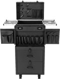 Rolling Makeup Case, Cosmetic Train Cases Professional Hair Stylist Travel Case Nail Salon Cart Trolley Carts With 4 Wheels Rolling Cosmetology Case For Barber Shop Beauty Salon Nail Salon (Black)