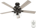 Hunter 52 inch Indoor Ceiling Fan with LED Lights and Remote Control - Bronze Ceiling Fan, Standard Mount, 5 Blades, For Bedroom, Living Room, or Kitchen, Quiet - Hartland 51854, Noble Bronze