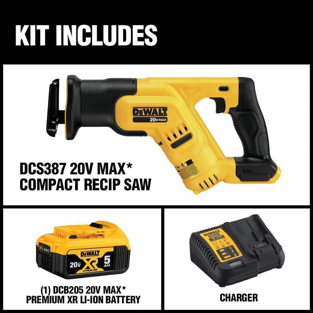 DEWALT 20V MAX* Cordless Reciprocating Saw Kit, 5 Amp-Hour Battery (DCS387P1)