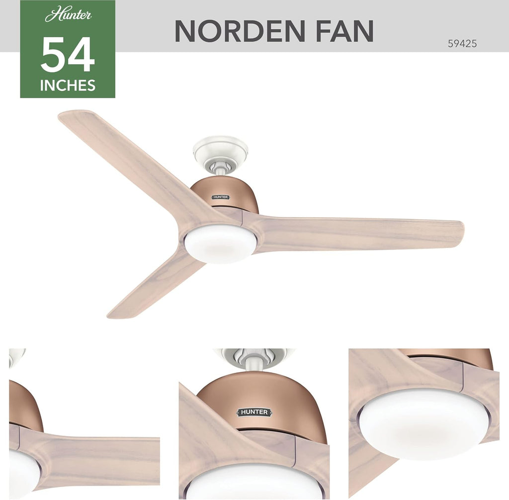 Hunter Fan Company 59425 Norden Ceiling Fan, 54, Satin Copper Finish