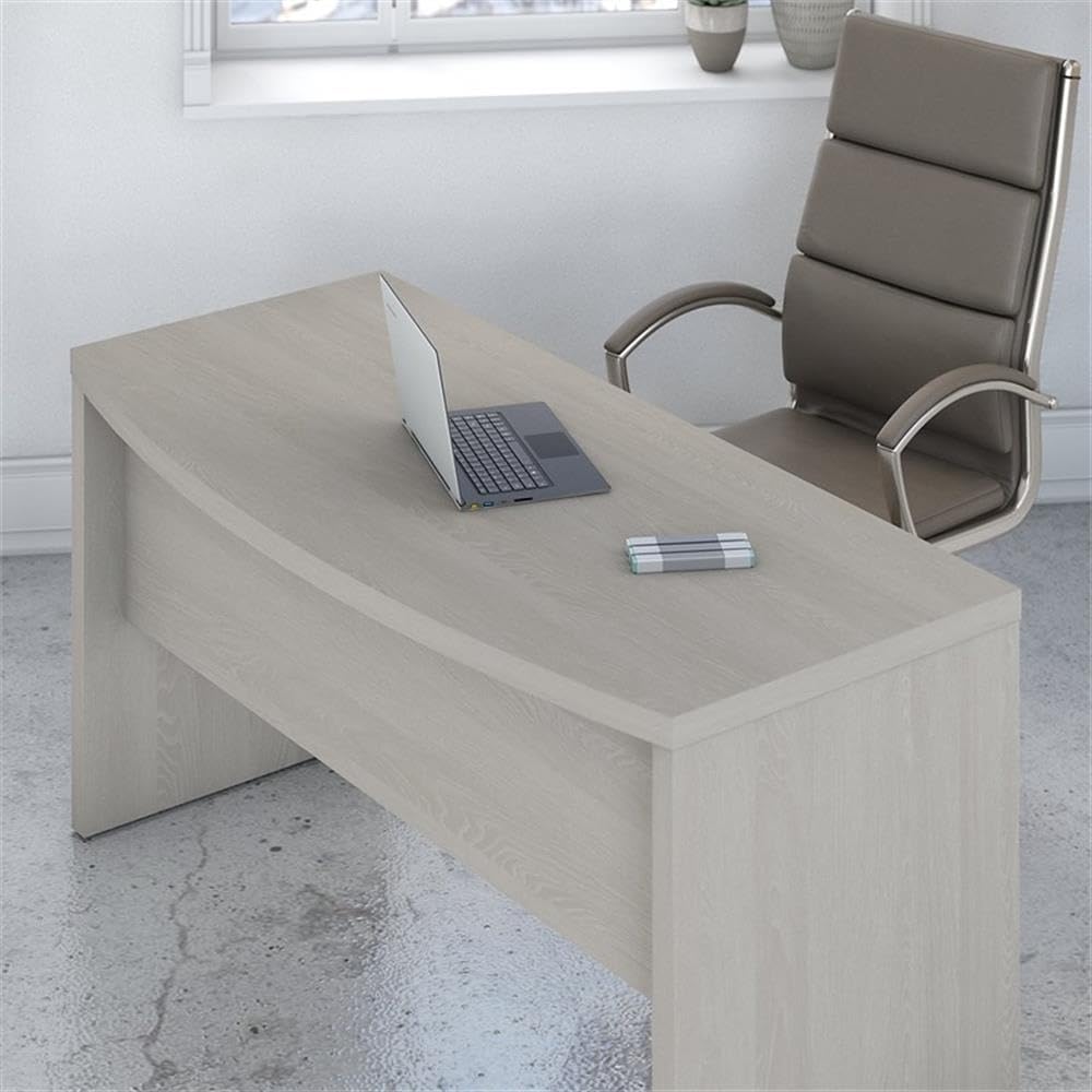 Bush Business Furniture Echo L Shaped Bow Front Office Desk in Gray Sand, Modern Computer Table for Home or Professional Workspace