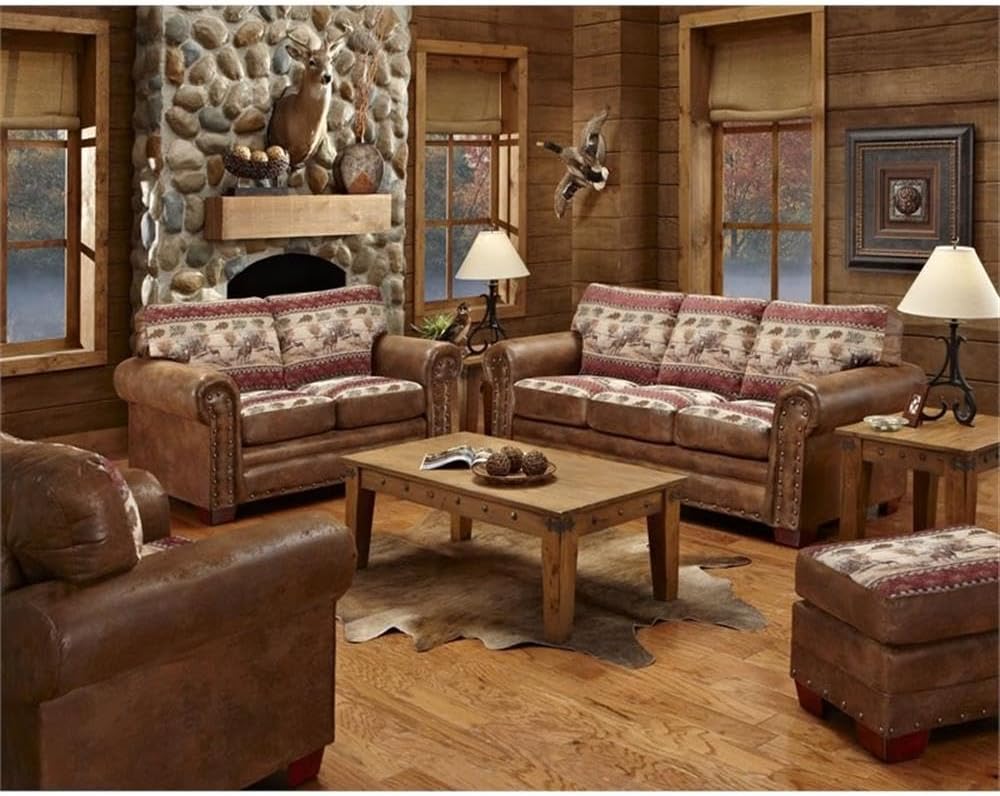 American Furniture Classics Deer Valley 4-piece Microfiber Sofa Set in Brown