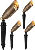 LEONLITE Solid Cast Brass Landscape Spotlights, Low Voltage Landscape Light, 12V Directional Uplights for Tree, House, Work with MR16 Bulb, (Bulbs Not Included), IP65, 7.72' Tall, Bronze, Pack of 4
