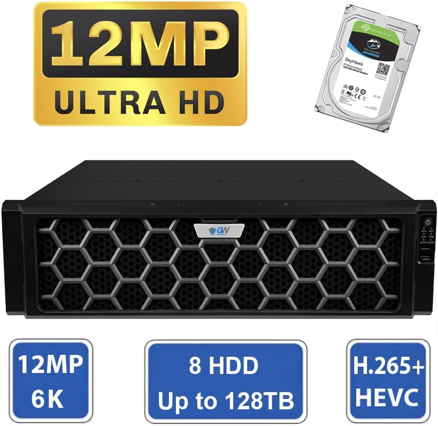 GW Security 128 Channel 12MP NVR 4K Security Camera System with 100 x 8MP PoE Spotlight Color Night Vision Outdoor/Indoor Microphone Dome Cameras, Smart AI Human/Vehicle Detection, 48TB HDD