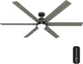 Hunter Fan 72 Inch Matte Black Ceiling Fan with Lights and Remote Control, Indoor Ceiling Fan for Living Room, Bedroom, Farmhouse, Kitchen (Renewed)
