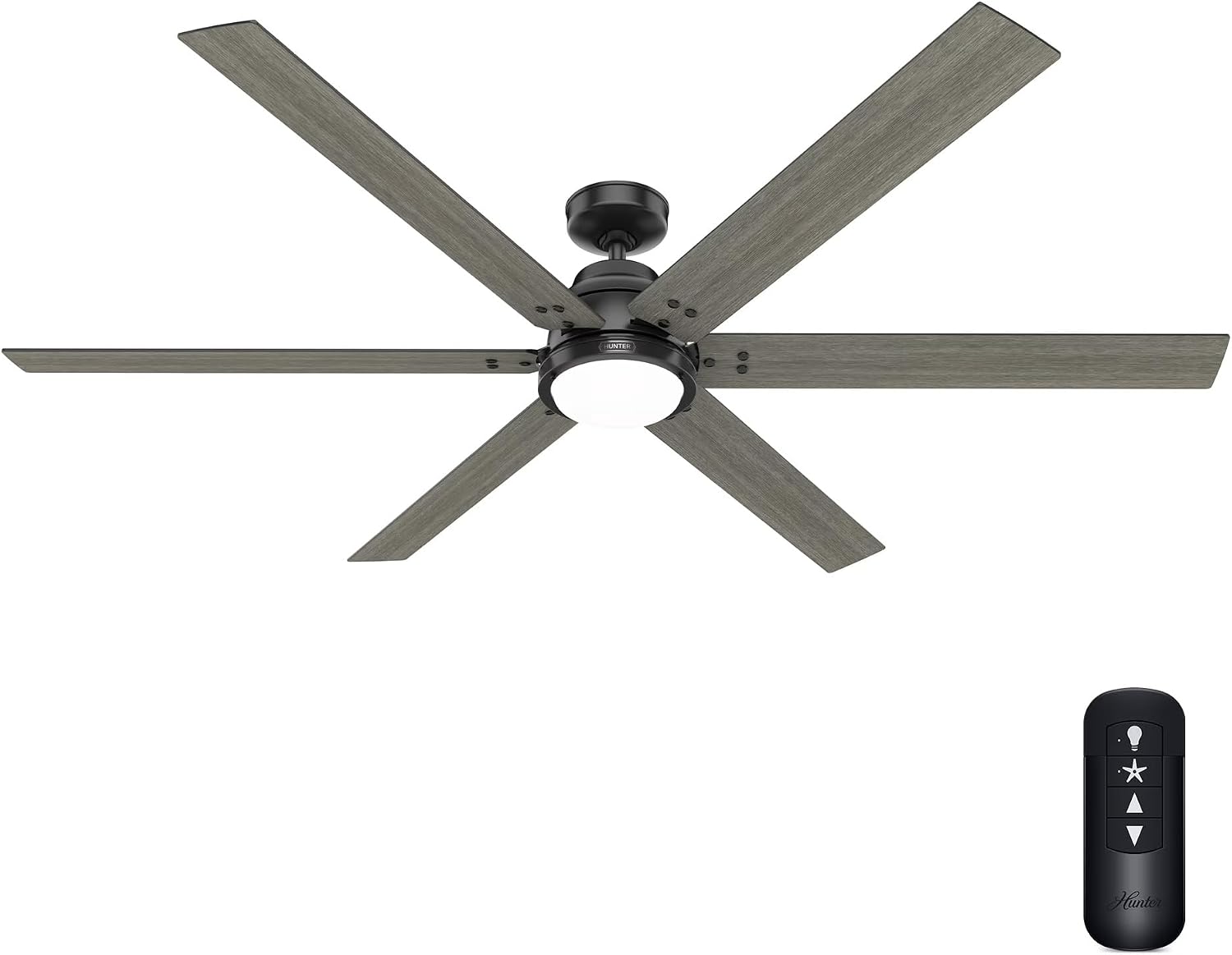 Hunter Fan 72 Inch Matte Black Ceiling Fan with Lights and Remote Control, Indoor Ceiling Fan for Living Room, Bedroom, Farmhouse, Kitchen (Renewed)