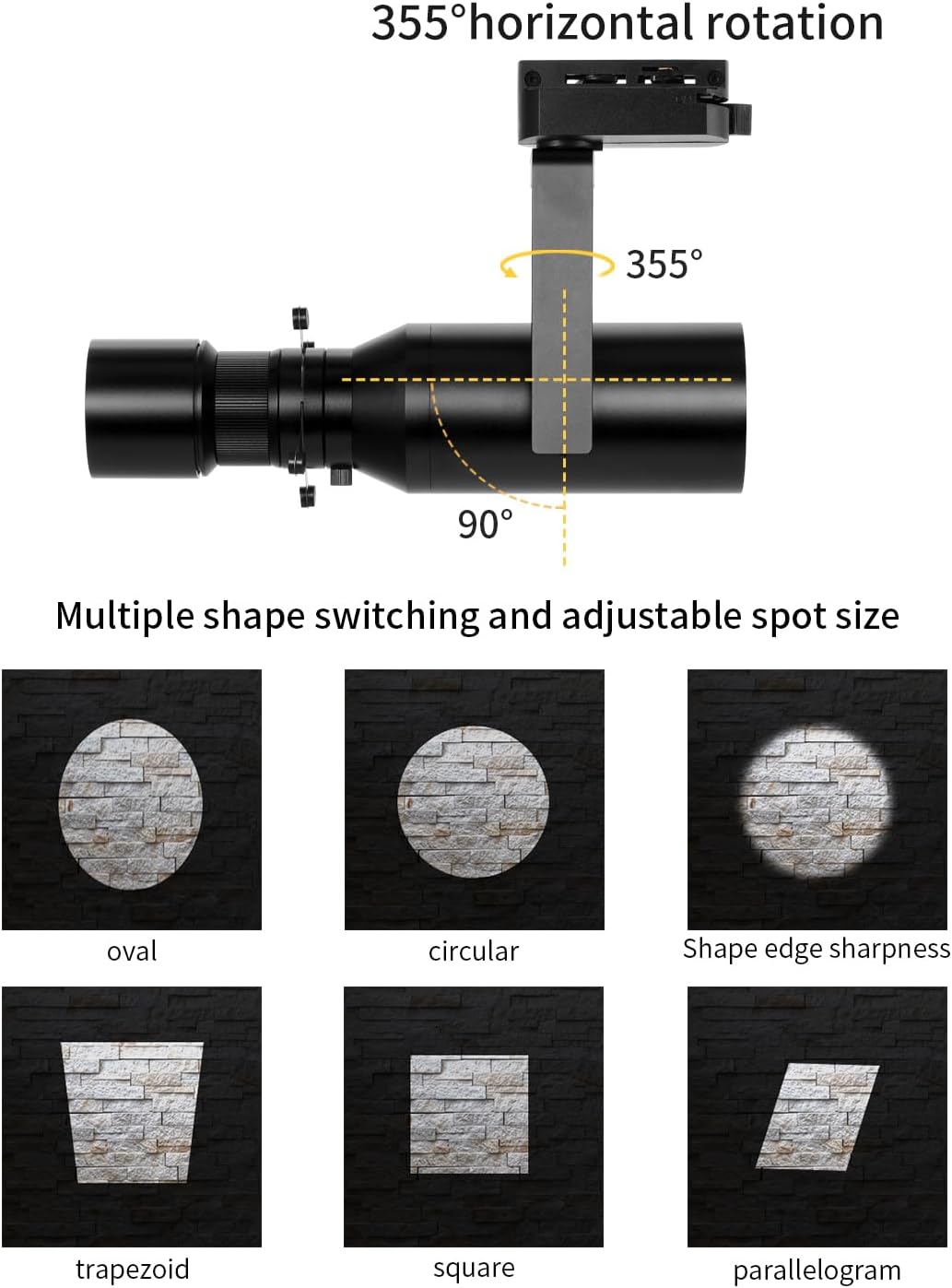 LED Dimmable Ceiling Spotlight, 18W Adjustable Aperture Shape Light, Ceiling Mounted Directional Spot Light for Museum Art Gallery Exhibition Art 6000K