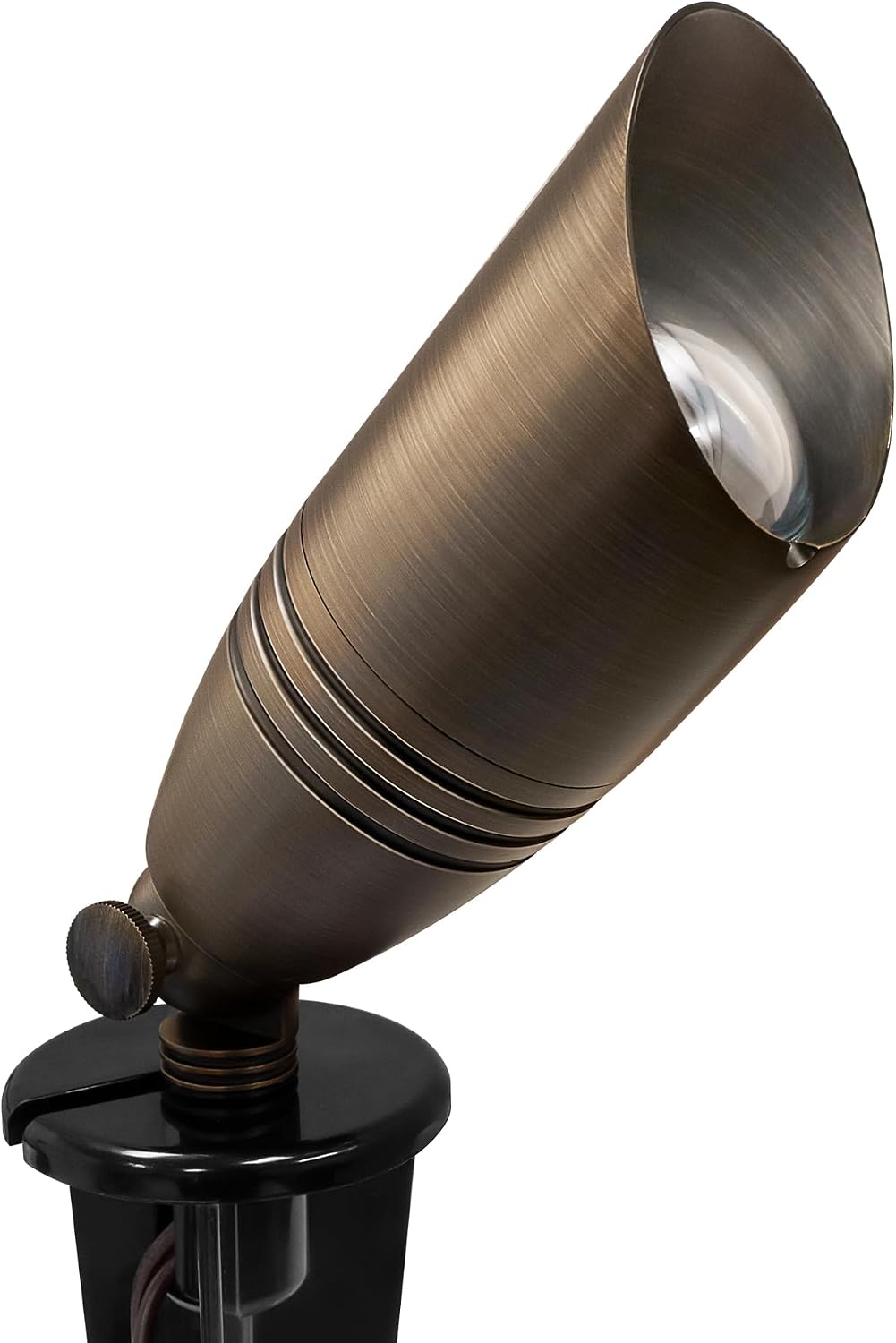 GKOLED UL Listed Solid Brass Landscape Spotlight, Low Voltage Outdoor Directional Uplight, with 5W MR16 LED Bulb & Large Rugged Slot Spike, 12V AC/DC Garden Patio Spot Up Light (Pack of 3)