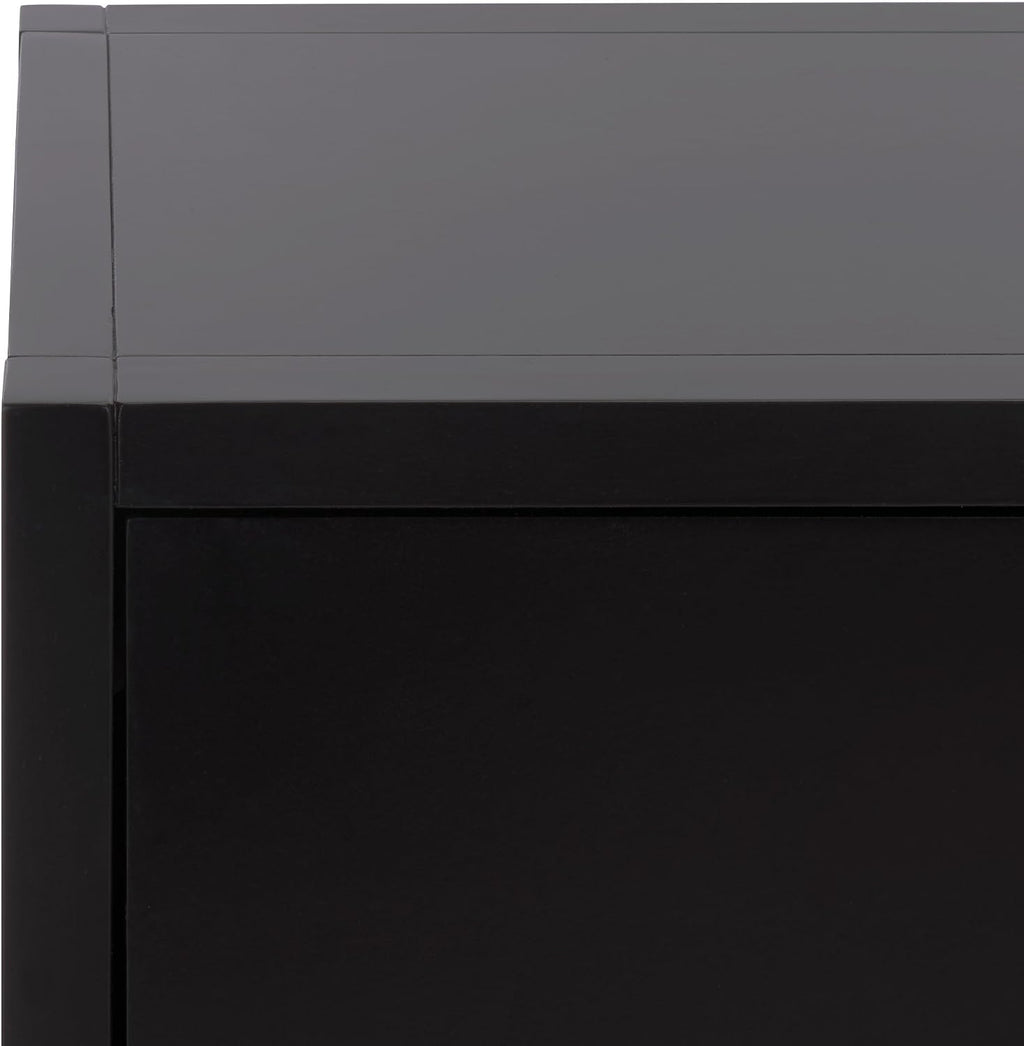 SAFAVIEH Furniture - Sadie 1-Drawer Nightstand - Black - Wood - Glam Gold Hardware Design - Ideal for Bedroom, 21' W x 17.2' D x 26' H - Fully Assembled (NST9201E)
