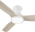 SMAAIR Smart Ceiling Fans with Lights Damp Covered, Solid Wood Flush Mount, Tri-Color Temperatures LED Dimmable,Quiet Reversible Motor, Works with Alexa|Google Assistant|Siri Shortcuts (52inch, White)