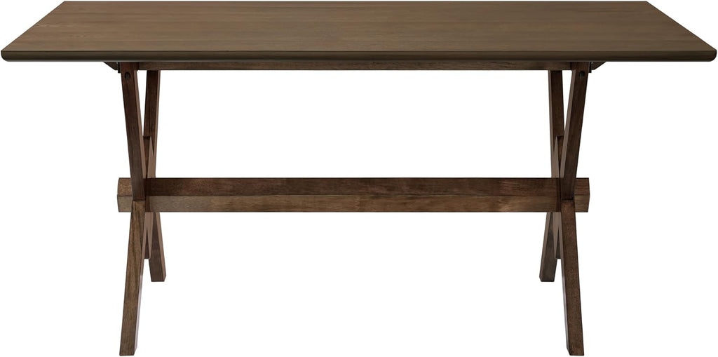 Christopher Knight Home Hiro 63 Inch Dining Table for 6 People, Modern Farmhouse Kitchen Table with Double V Legs, Wooden Rectangular Kitchen and Dining Room Furniture, Home Office, Walnut